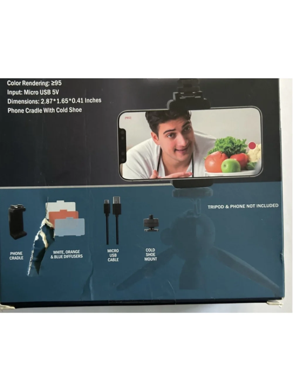 Vivitar 50 LED Video Light 3 Brightness Levels Smart Phone Cradle New